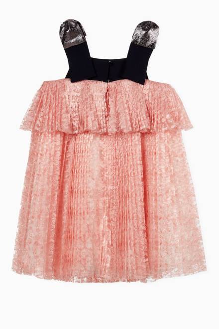 hover state of Tiered Pleated Trapeze Dress in Lace      