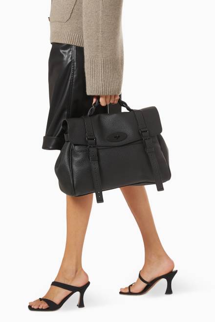hover state of Oversized Alexa Satchel Bag in Heavy Grain Leather  