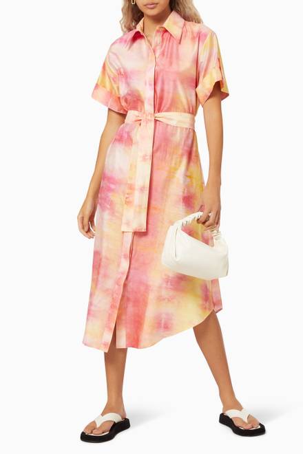 hover state of Uma Midi Shirtdress in Cotton Silk Blend   