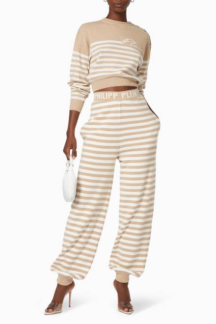 hover state of Signature Print Striped Pullover in Cashmere Wool