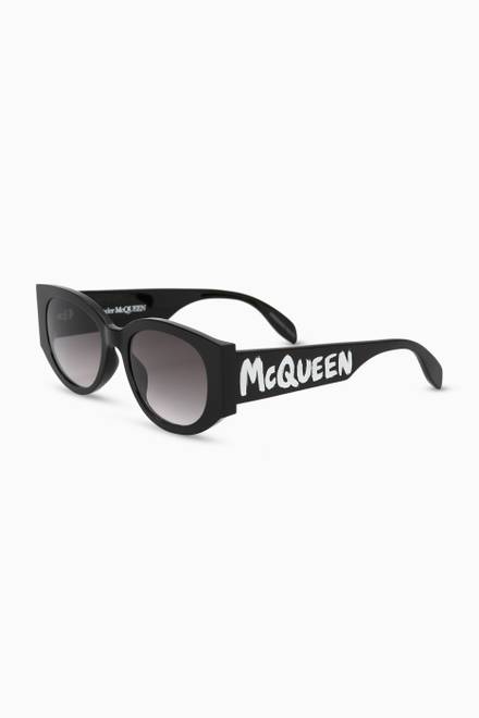 hover state of McQueen Graffiti Oval Sunglasses   