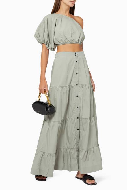 hover state of Button-down Maxi Skirt in Cotton     