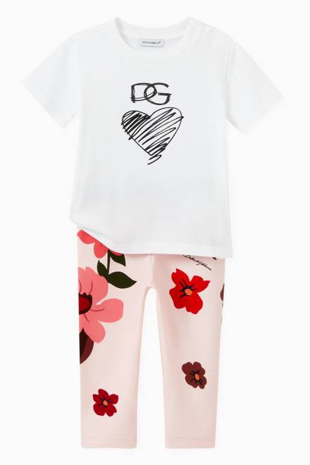 hover state of Floral-print Interlock Leggings in Cotton  