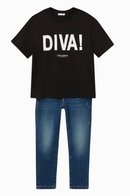 hover state of Diva Patch Logo T-shirt in Cotton