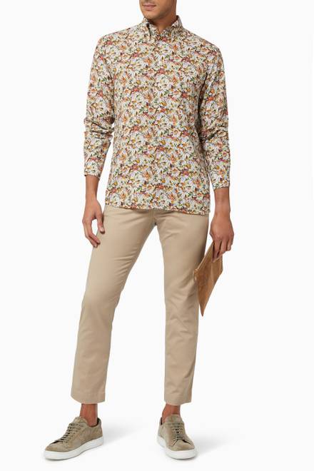 hover state of Daisy Floral Print Contemporary Fit Shirt in Cotton Twill   