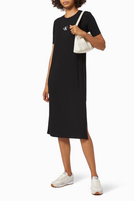 hover state of Ribbed Maxi T-shirt Dress in Viscose Knit