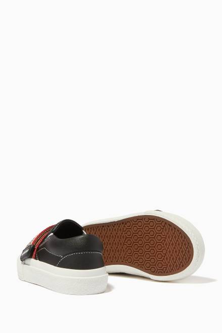 hover state of Icon Stripe Slip-on Sneakers in Topstitched Leather   