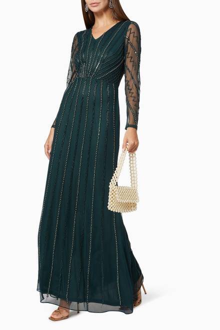 hover state of Bead Embellished Gown in Tulle   