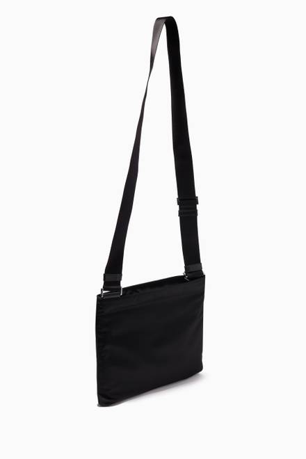 hover state of Triangle Logo Shoulder Bag in Re-Nylon & Saffiano Leather    