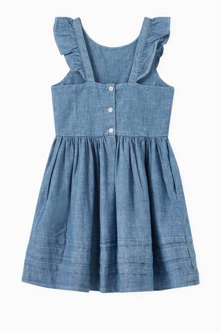 hover state of Ruffled Dress in Cotton Chambray     