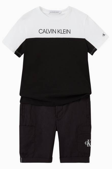 hover state of CK Colour Block T-shirt in Cotton Jersey  