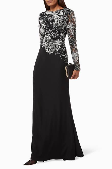 hover state of Floral Gown in Lace & Crepe