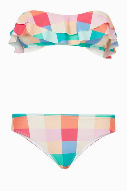 hover state of Helena Bikini Bottoms in Tropical Check Sustainable Nylon      