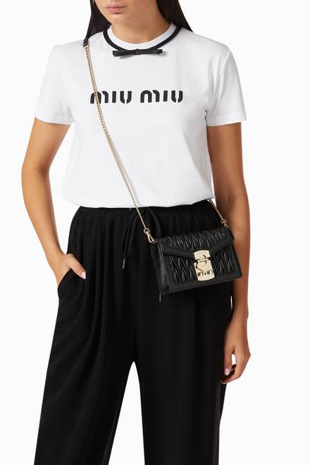 hover state of Miu Confidential Shoulder Bag in Matelassé Leather
