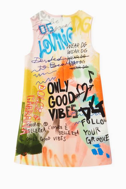 hover state of Short Dress in Graffiti Print Interlock  