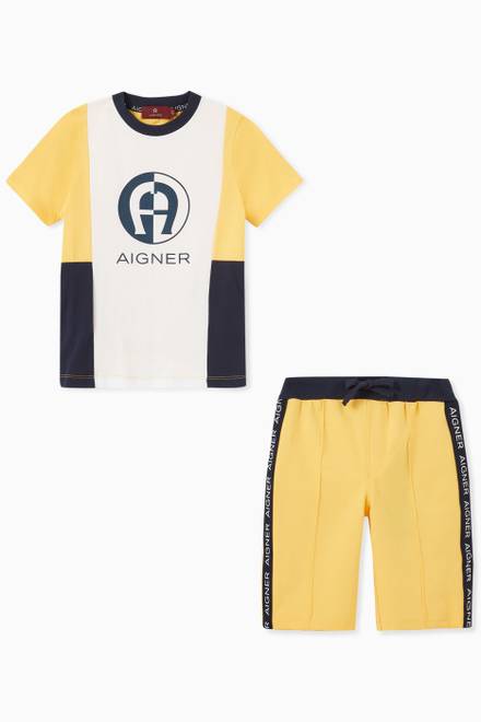 hover state of Logo T-shirt and Shorts Set in Jersey