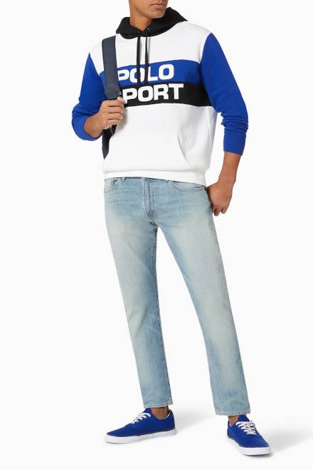 hover state of Colour-blocked Polo Sport Hoodie in Fleece Jersey