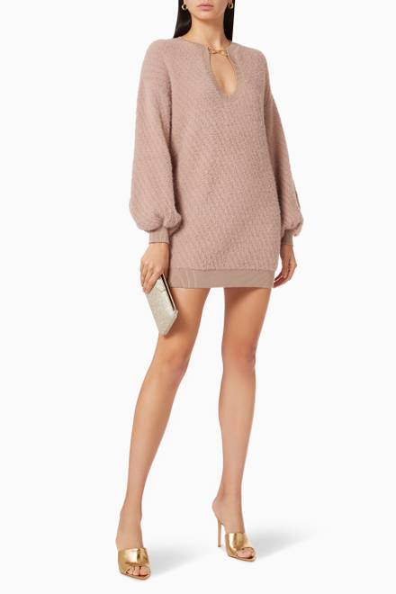 hover state of Boxy Mini Dress in Angora-effect Wool    