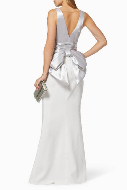 hover state of Dress with Maxi Bow in Satin & Crêpe       