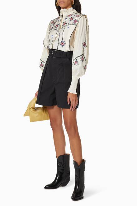 hover state of Ciska Embroidered Blouse in Silk 