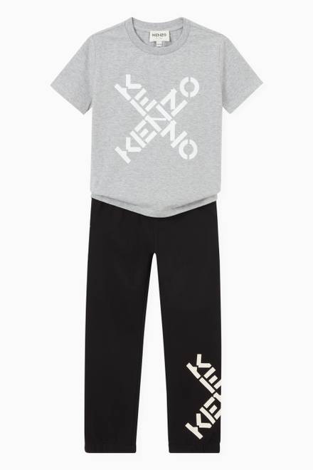 hover state of Cross Logo Print Sweatpants in Cotton Fleece