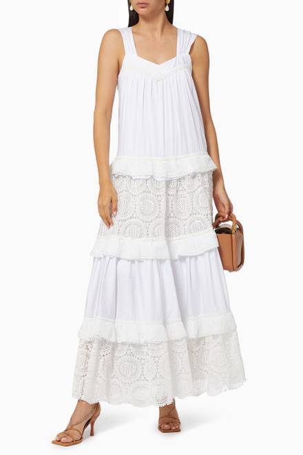hover state of Maxi Dress in Crochet & Cotton