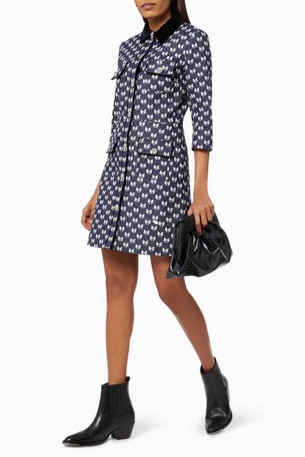 hover state of Renatila Jacquard Dress with Bow Pattern in Cotton    
