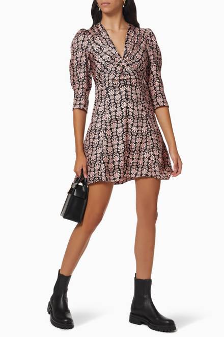 hover state of Mini Dress in Floral Silk