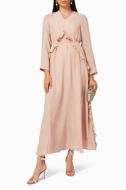 hover state of Ruffle Maxi Dress in Crepe  