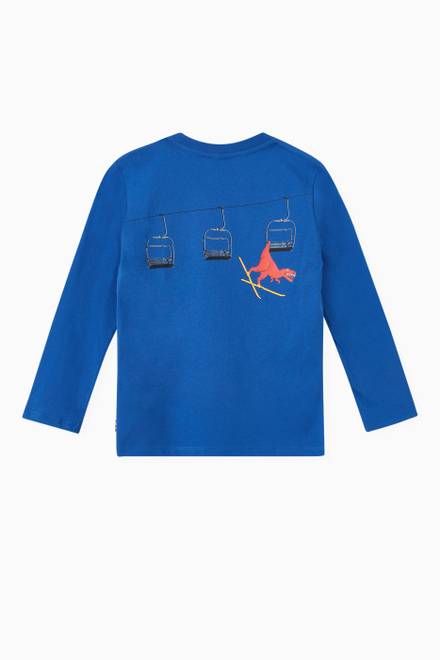 hover state of Dino Ski Print Long Sleeve T-shirt in Cotton Jersey  