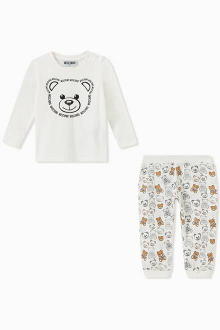 hover state of Teddy Bear Print T-shirt & Pants, Set of 2 in Cotton