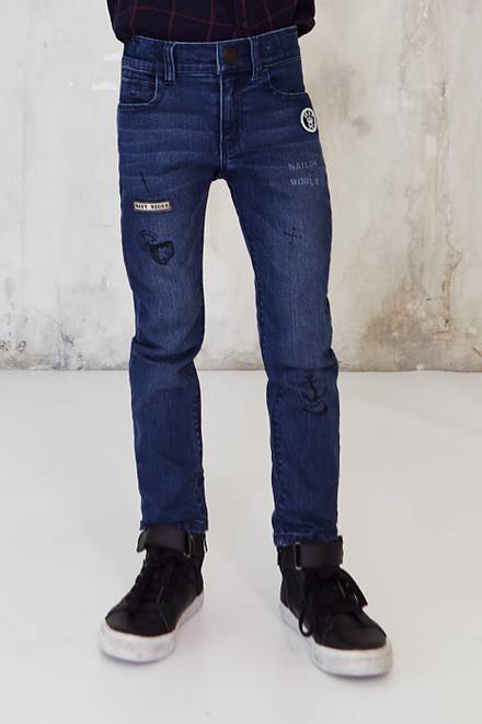 hover state of Slim Jeans with Patches in Cotton
