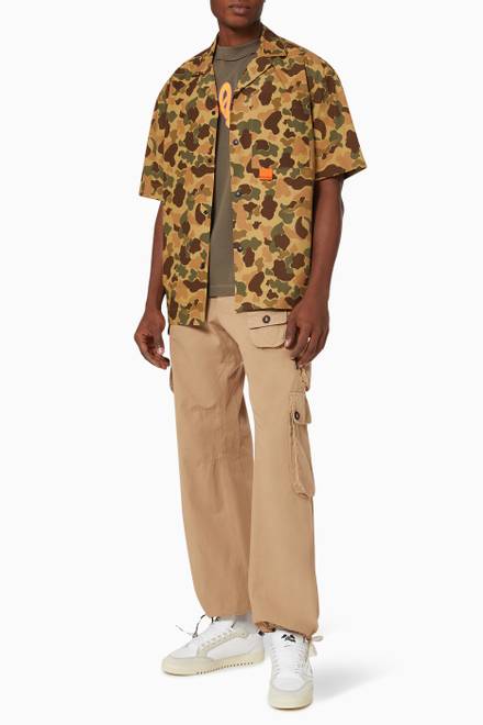 hover state of Camo Bowling Shirt in Cotton Poplin  