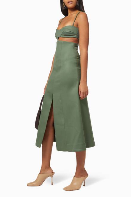 hover state of Girdle Midi Skirt in Twill  
