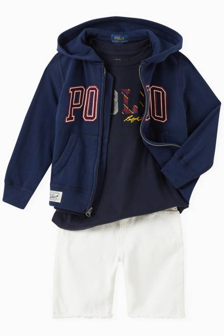 hover state of Polo Logo Hoodie in Cotton Blend Fleece  