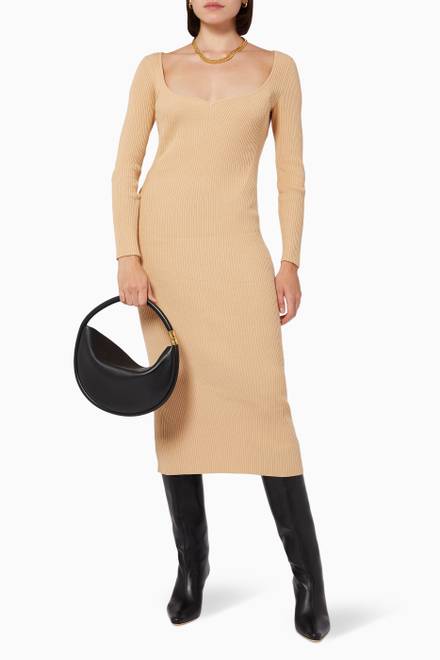 hover state of Sweetheart Midi Dress in Ribbed Knit     
