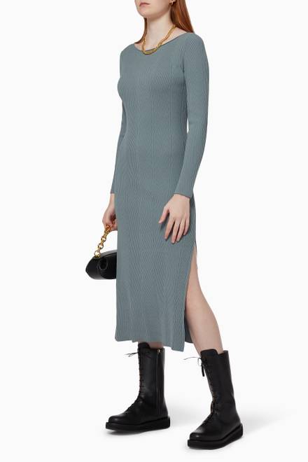 hover state of Transfer Slit Dress in Rib-knit  