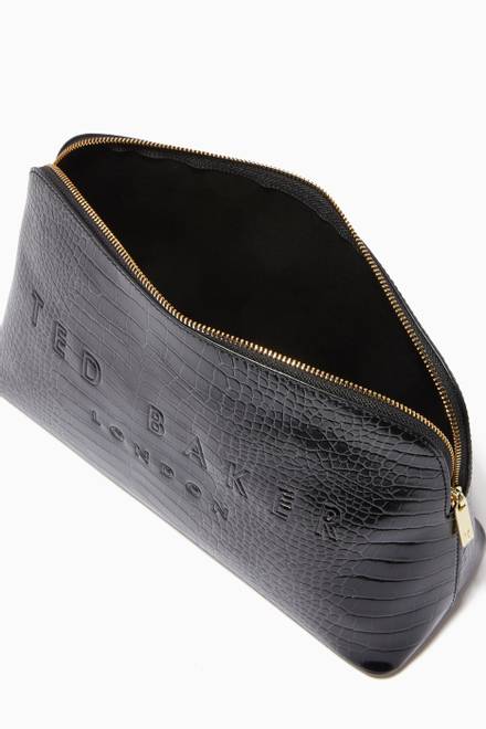 hover state of Crocana Washbag in Croc-embossed PU   