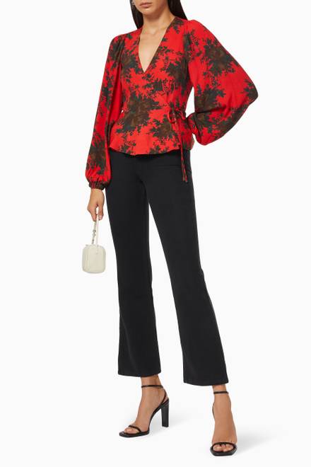 hover state of Floral Wrap-around Top in Lenzing EcoVero™ Crepe