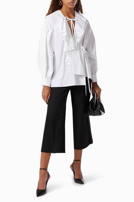 hover state of Ruffled Wrap Top in Cotton Poplin  