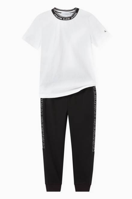 hover state of Logo Tape Jogger Pants in Recycled Milano Jersey   