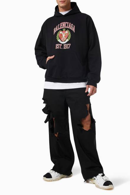 hover state of College Print Hoodie in Organic Fleece     