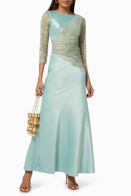 hover state of Shimmery Lace Dress in Chiffon