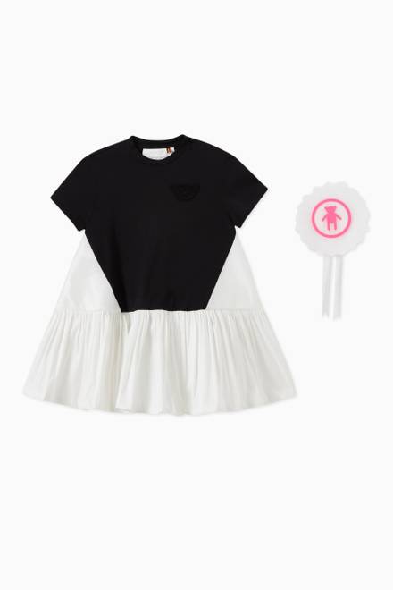 hover state of T-shirt Tired Dress with Teddy Patch in Cotton Jersey & Tafta    