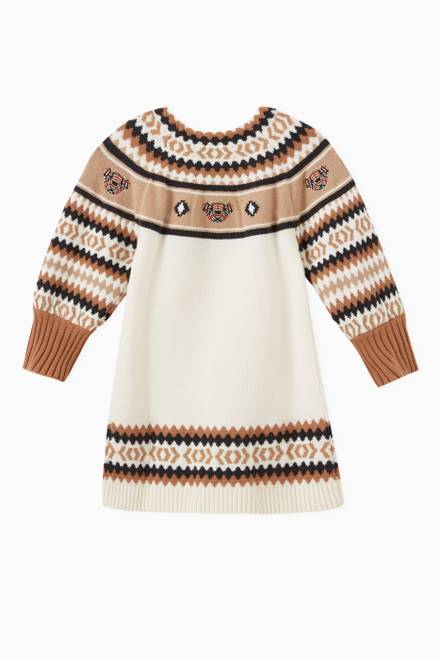 hover state of Long-sleeve Dress in Fair Isle Wool Cashmere       