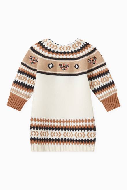 hover state of Long-sleeve Dress in Fair Isle Wool Cashmere       