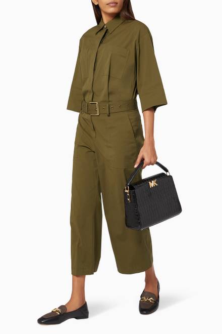 hover state of Utility Jumpsuit in Stretch Organic Cotton 
