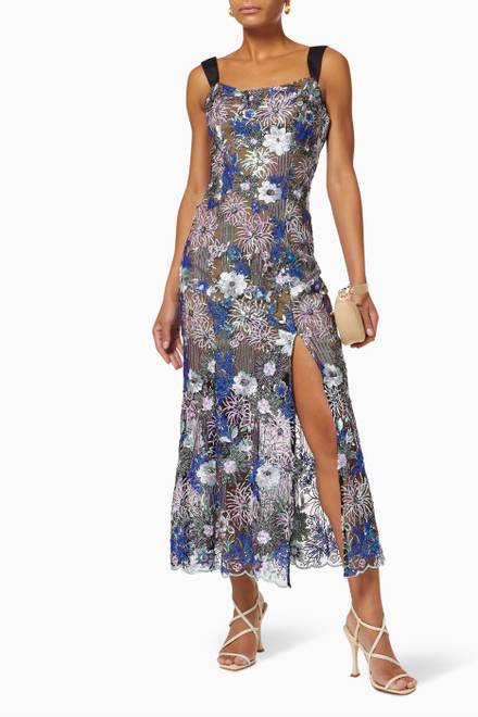 hover state of Paige Dress in Sequinned Embroidery Mesh 