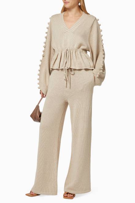 hover state of Elizabeth Palazzo Pants in Cotton Cashmere Knit