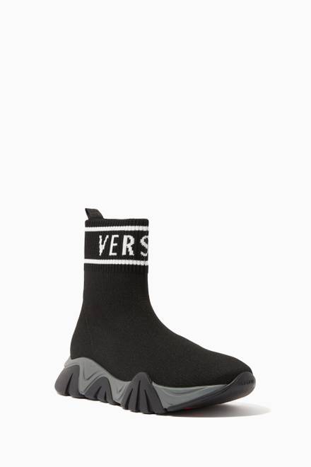 hover state of Logo Sock Sneakers in Knit Fabric   
